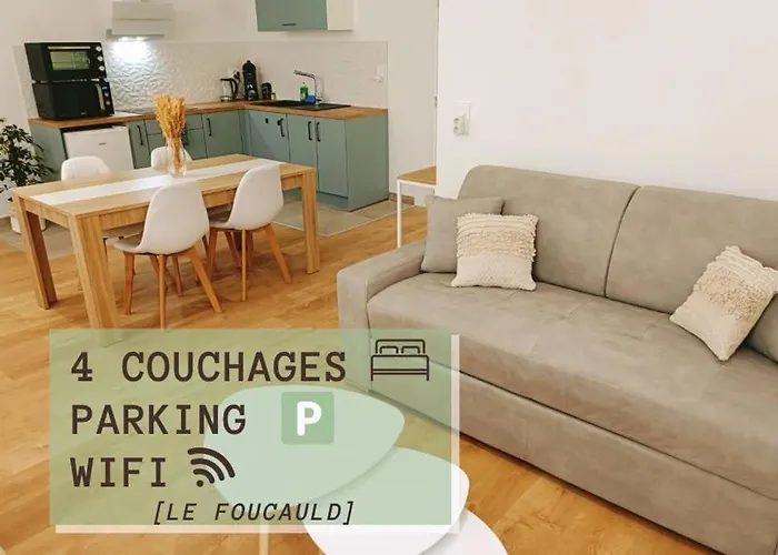 Daire Le Foucauld 4 Canapes, Parking, Wifi